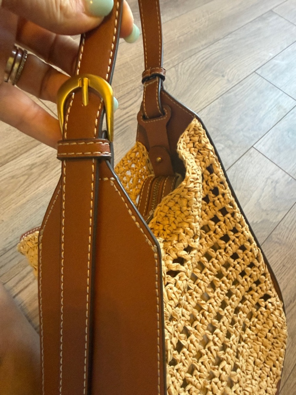 New nwot perfect Mango MNG Valeta Crocheted Raffia Bag - Picture 7 of 9